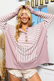 BiBi Striped Thumbhole Long Sleeve Top- Ships 2-5 Days •Sizes: S-XL