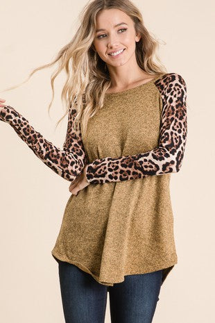 Animal Print Contrasting Tunic Top- IN-STORE