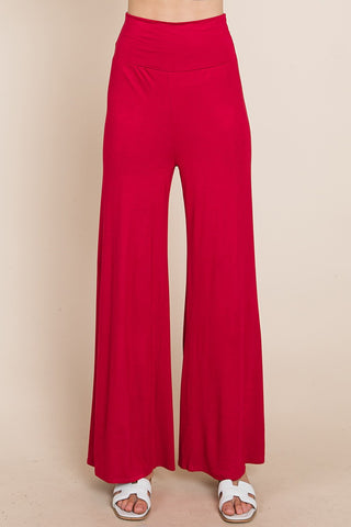 Dark Pink SOLID PALAZZO PANTS- In-store Only