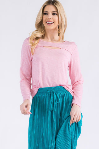 PETITE LONG SLEEVE TOP WITH SLIT- In- Store Only