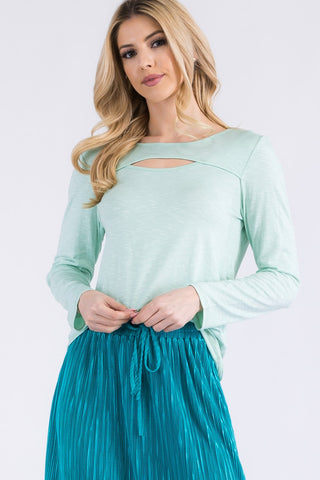 PETITE LONG SLEEVE TOP WITH SLIT- In-Store Only