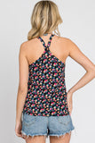 FLORAL PRINT HALTER NECK TOP- In-Store Only