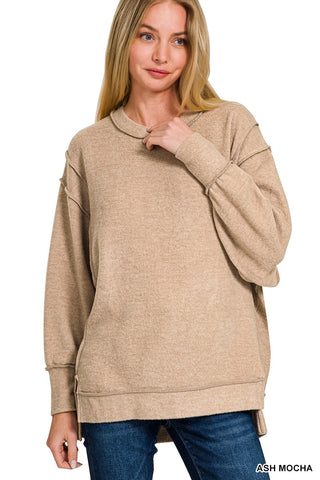 BRUSHED MELANGE OVERSIZED SWEATER- IN-STORE- ASH MOCHA