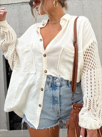 Crochet button down top In-store Only