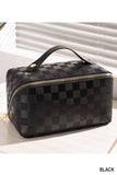 VEGAN LEATHER CHECKERED MAKEUP BAG