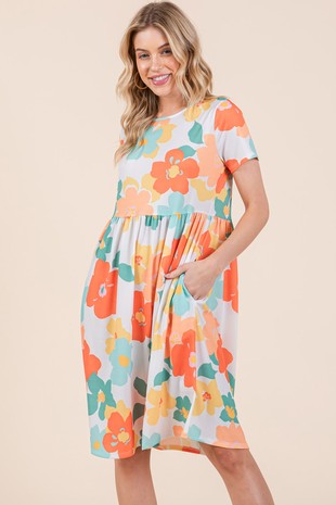 FLORAL PRINT BABYDOLL DRESS- In-store only