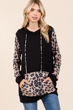 LEOPARD PRINT HOODIE PULLOVER- In-store Only