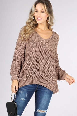 Loose fit knit sweater- Mocha