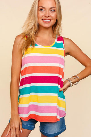 Haptics Round Neck Striped Knit Tank 2-4 Day Shipping