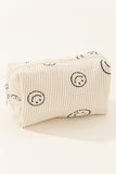 Zenana Smiley Face Corduroy Cosmetic Pouch