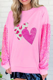 Valentine’s Day Sequin Heart Long Sleeve Sweatshirt•Online Only•2-10 day shipping•