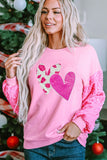 Valentine’s Day Sequin Heart Long Sleeve Sweatshirt•Online Only•2-10 day shipping•