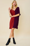 COLOR BLOCK V NECK MINI DRESS - IN-STORE