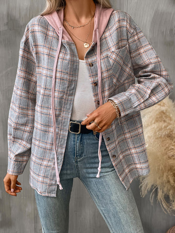 Plaid Long Sleeve Hooded Jacket Ships in 5-10 days • Sizes: S-2X