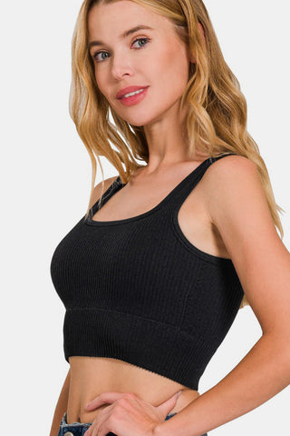 Zenana Ribbed Seamless Tank with Pads- Ships 2-5 Days • Sizes: S-XL