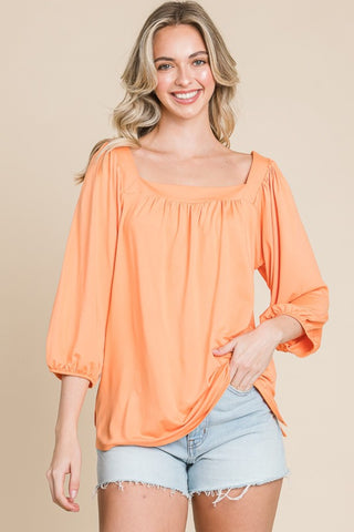 Culture Code Square Neck Puff Sleeve Top 2-5 Day Shipping