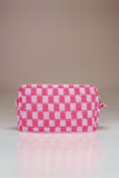 Zenana Checkered Pattern Knitted Cosmetic Pouch