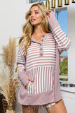 BiBi Striped Thumbhole Long Sleeve Top- Ships 2-5 Days •Sizes: S-XL