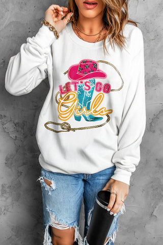 LET'S GO GIRLS Graphic Round Neck Sweatshirt- ONLY 2-10 DAY SHI – Day Dreamers Boutique